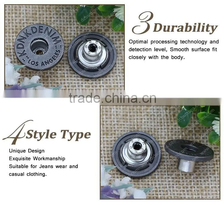 19mm Silver Jeans Button Metal Tack Button For Women's Clothing