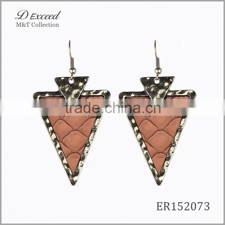 Wholesale Jewelry Fashion Designs Ladies/Women's Punk Style Snake Pattern Leather Triangle Earrings Dangle Earrings