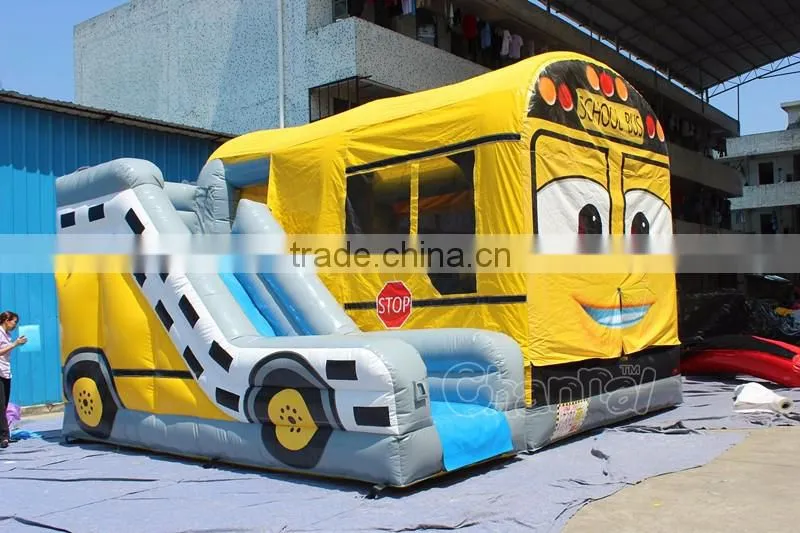 channal original design inflatable school bus bouncer combo