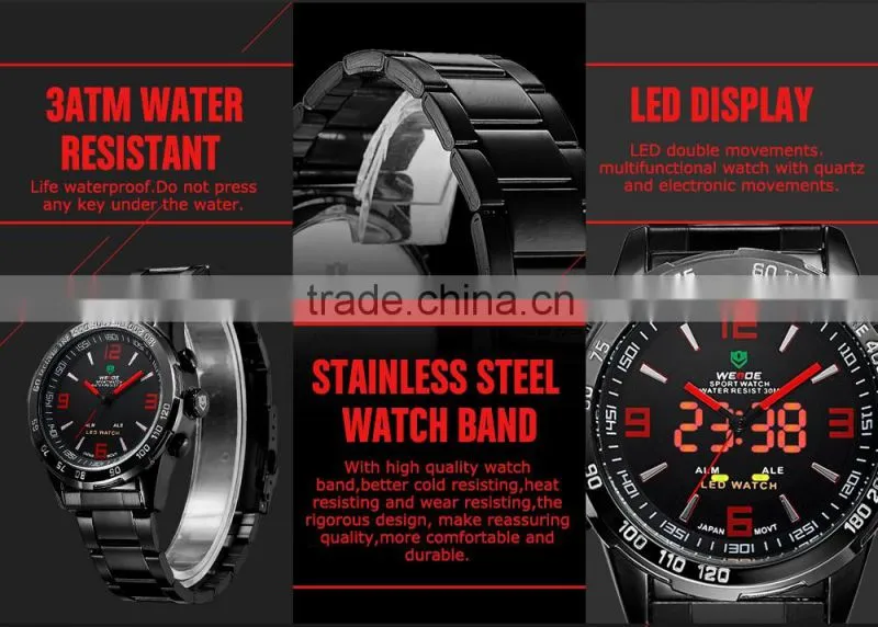 WEIDE Alibaba Express Wholesale Japan Quartz Clock Movement Stainless Steel Back Watch