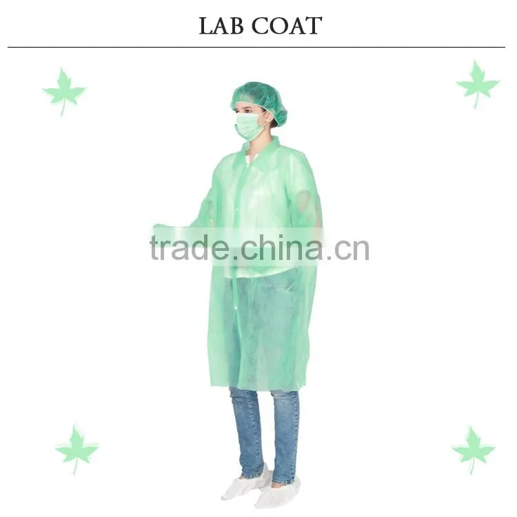 medical disposable cool lab coats cheap Nonwoven top green antistatic lab coats