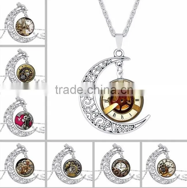 Womens 2016 YIWU IN STOCK Fashion Silver Plated Girlfriend Jewelry Charm Heart Crystal Pendant Chain Necklace