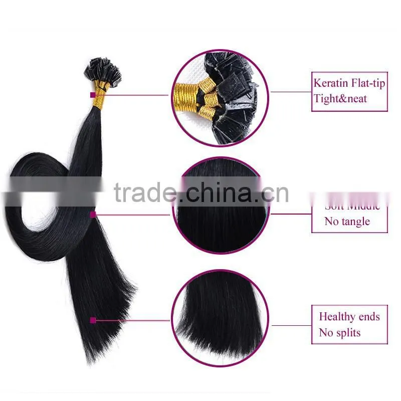 22inch 0.8g/strand pre-bonded remy human flat tip hair extension/keratin human flat tip hair