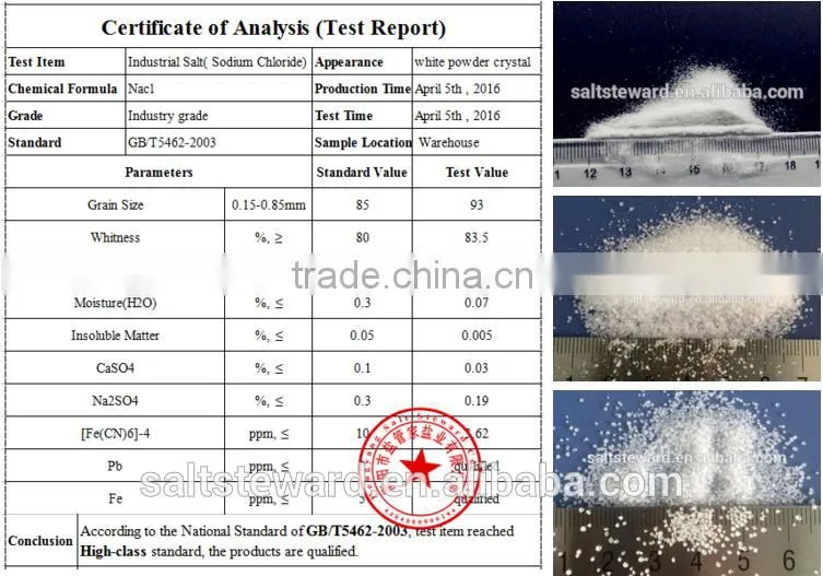 Purity Refined Salt for glass manufacture