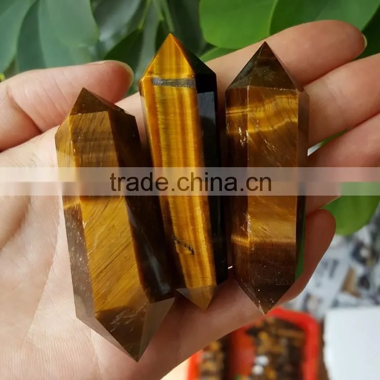 Tiger Eye Stone Crystal Healing Wand Vogel Crystal Double Points