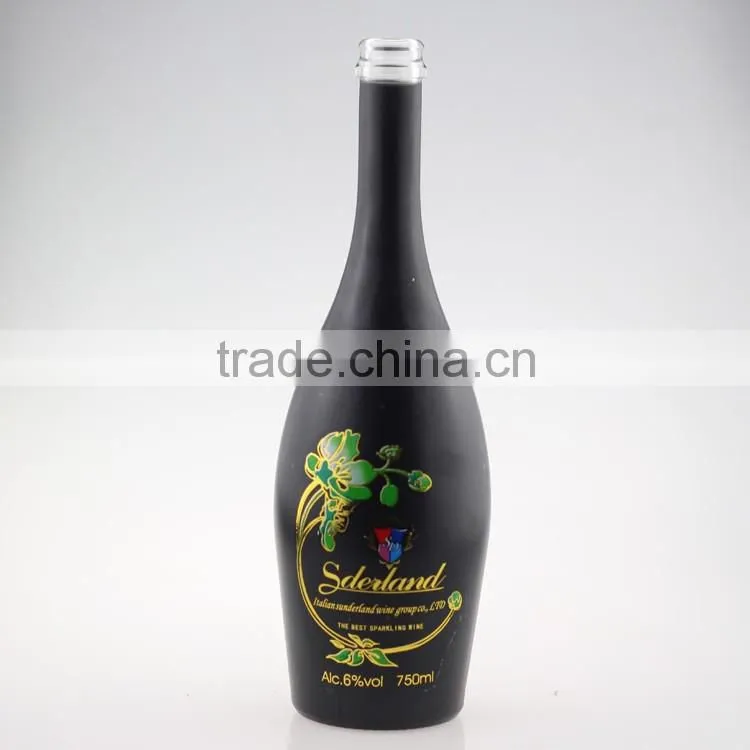 Be sought after champagne frosted bottles brand brandy bottles 600ml spary black bottle cork