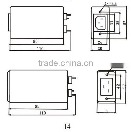 Chengdu manufacturer Single Phase AC Socket EMI Filter Power Filter 3A 6A 10A
