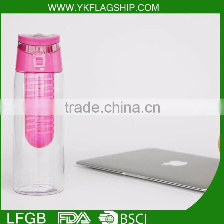 BPA Free Custom plastic joyshaker water bottle opener,water bottle joyshaker model with infuser