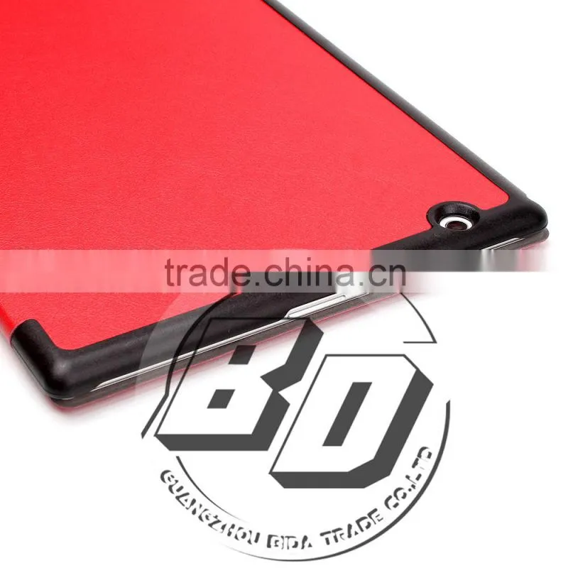 Manufacturer Wholesale Professional Three Folding Stand PU Leather Tablet Case For Sony Xperia Z4 Tablet lowest price