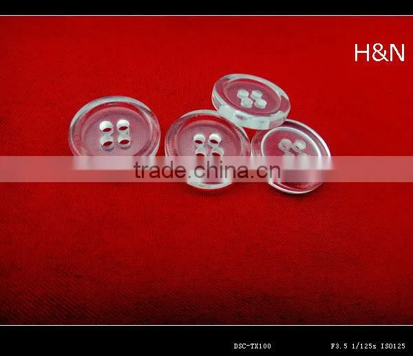 24L thin edge transparent 4 hole resin button
