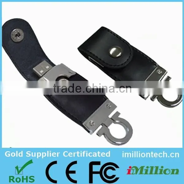 100% original promotion Keyring style corporate gift button leather usb flash drive