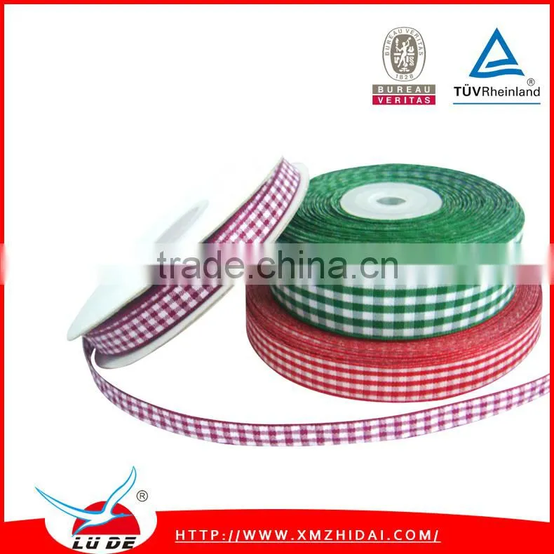 2015 Direct factory Garment or Gift Packing plaid ribbon /tartan ribbon
