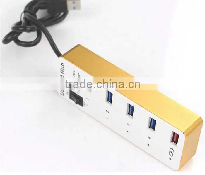 new 4-Port USB 3.0 Portable Aluminum usb Hub with 2-Foot USB 3.0 Cable