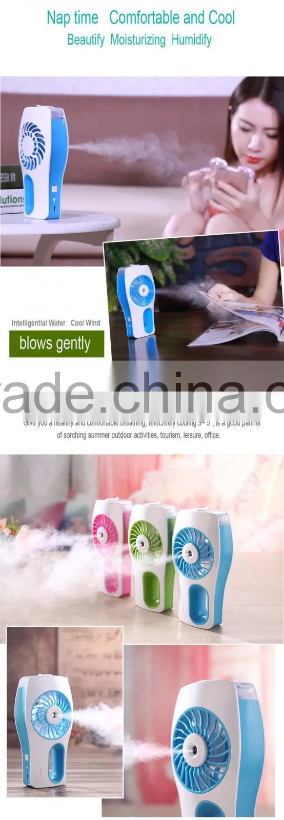 Hot selling Electric Handheld summer mini fan humidifier usb fan for phone