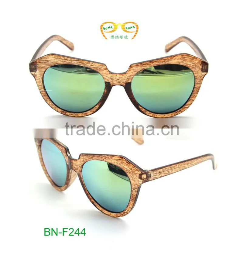 2015 high quality Wooden Frame mirroor lens sunglasses