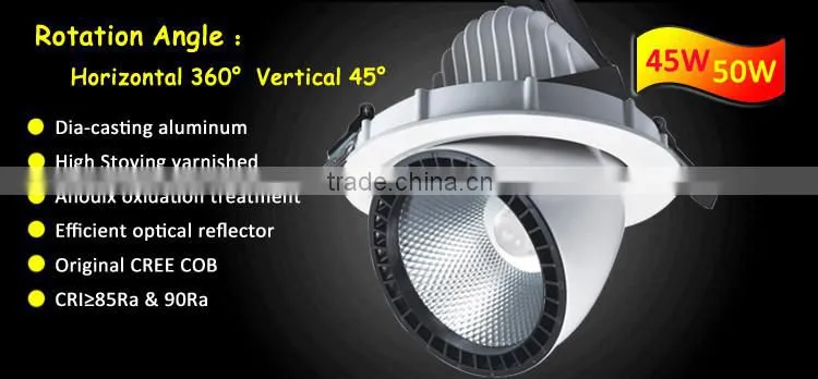 7 inch 180mm Cutout 30W 40W 50W Gimbal LED Down Light Black or White Shell