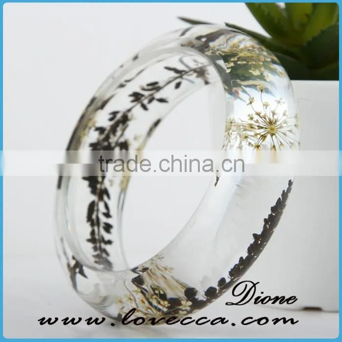Most elegant women simple design real resin flower bangles wholesale