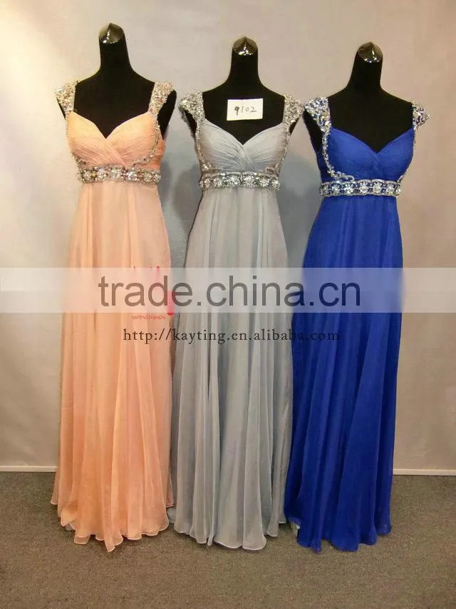 Elegant sleeveless beaded dark V backless evening dress new