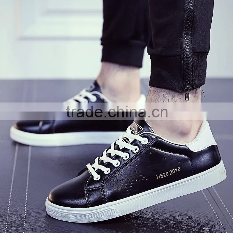 2016 fashion men suitable wihite and blcak PU shoes