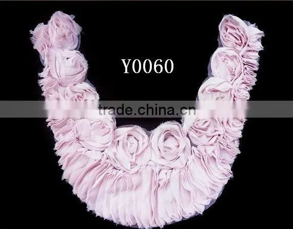 Fashion Chiffon Fabric Flower Collar Trimming as Garment Accessories