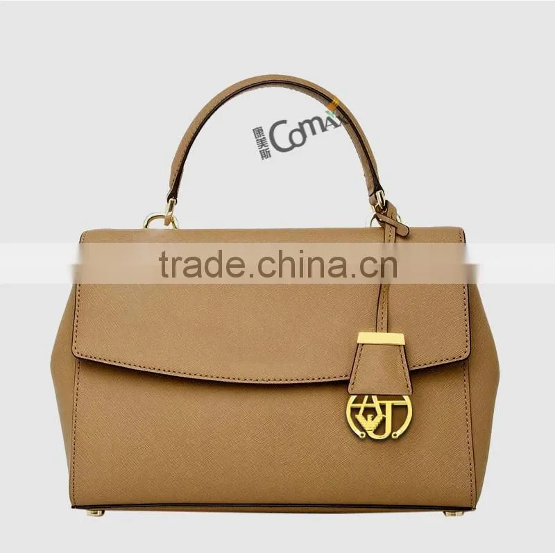 Hollowed metal brand designer handbags logo design with hanging hole