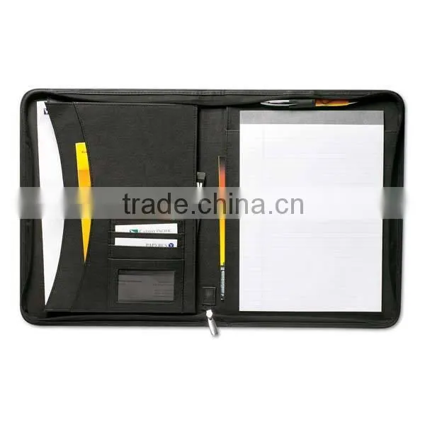 Promotion A4 zipper faux leather folder