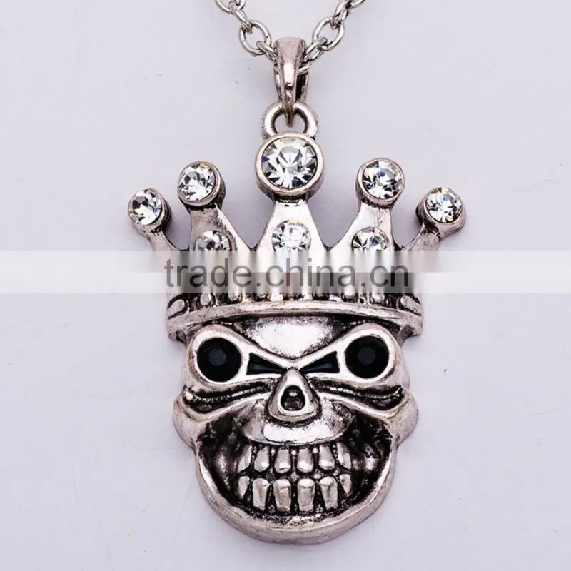 Hiphop imitation jewelry hot sale halloween necklace punk skull pendant statment necklace sweater chain