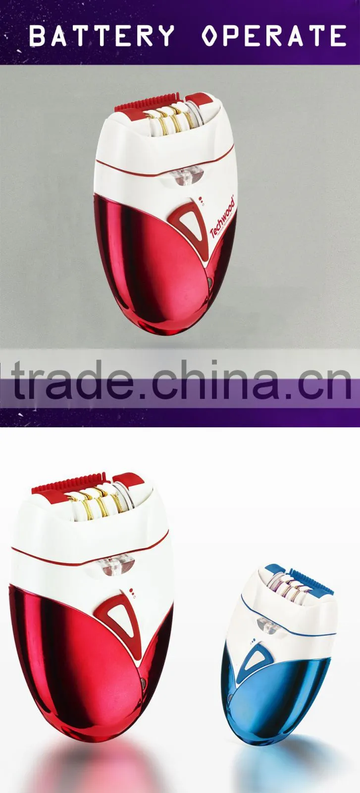 Battery Operated Electric Lady Epilator permanent hair removal epilator