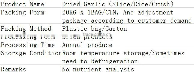 Dehydrated Garlic Slice and Dried Garlic Flake