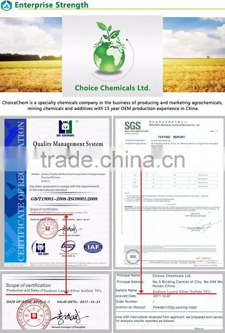 Sodium lauryl ether sulfate70% Sles 70% for detergent and surfactant
