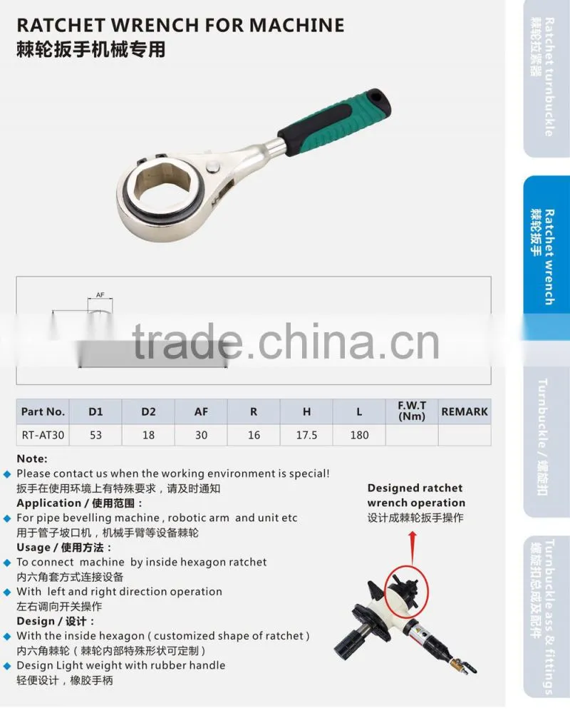CUSTOM RATCHET WRENCH FOR PIPE BEVELLING MACHINE