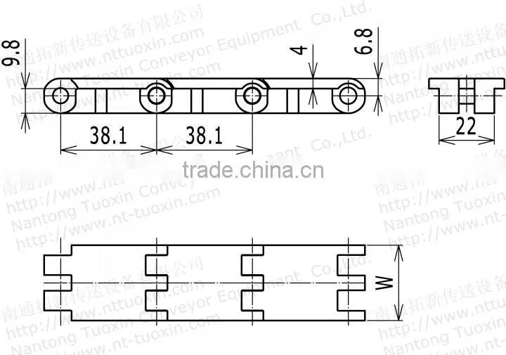 820mini-K118 Straight Run Flat Top Transmission Chain