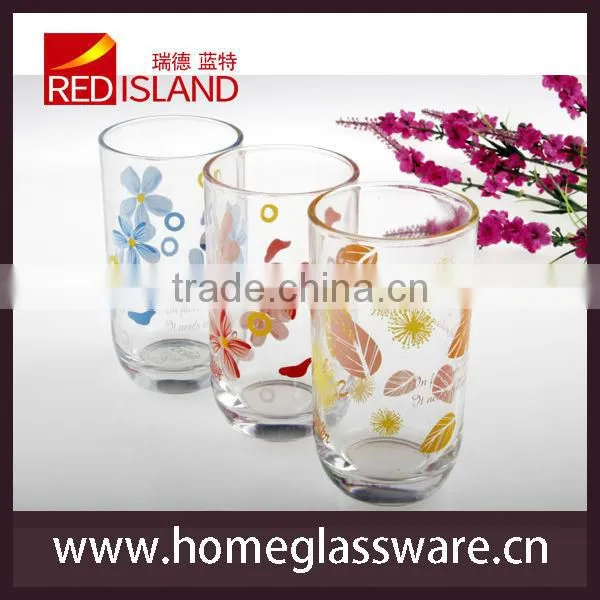9 oz decal flower pattern glass juice tumbler cup