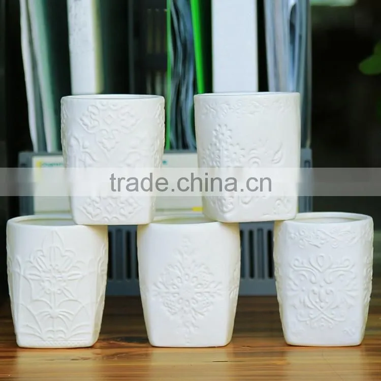 Creative classic patterns white ceramic indoor planters for succulents