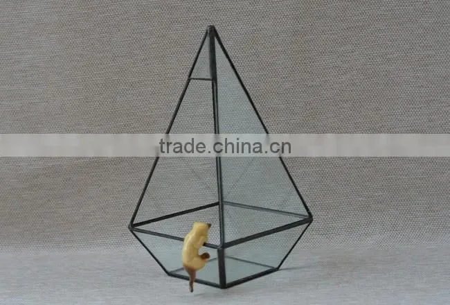 Indoor decor clear plant container hanging geometric glass terrarium
