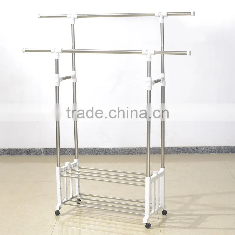 Vivinature stainless steel Collection Adjustable Garment Rack with clothes storage