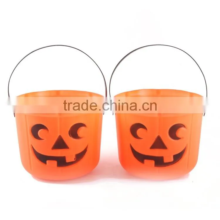 New Plastic Halloween Pumpkin Party Candy Buckets Decor Prop