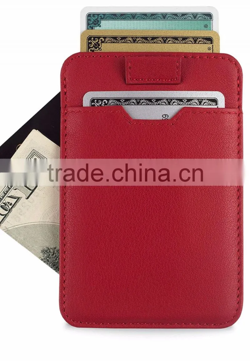 Italian Leather Ultra Thin Card Holder Slim Card Sleeve Wallet with RFID Protection