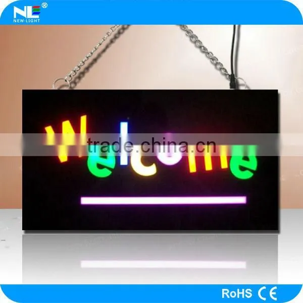 acrylic backlit led sign , 7 colors change flash light with remote control led open sign/ led resin sign.