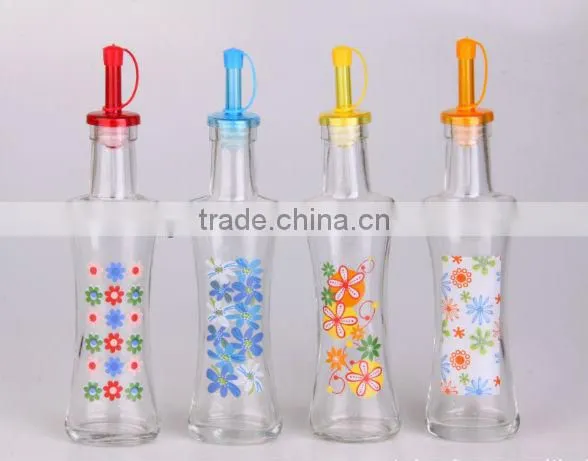 clear printing glass oil bottle