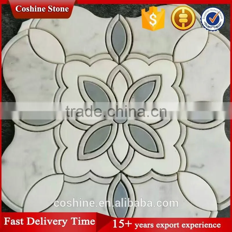 The four leaf clover design waterjet mosaic natural marble stacked stone