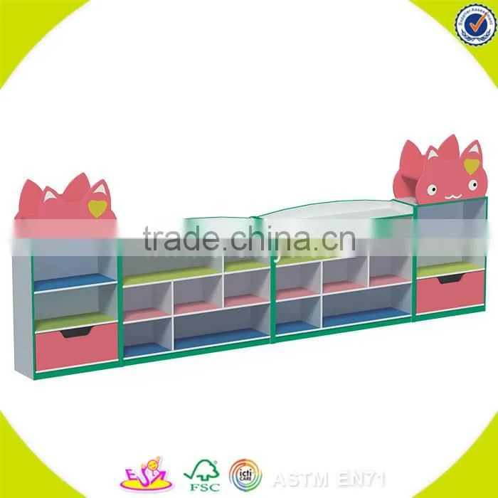 Wholesale inexpensive children toy storage shelf,wooden furniture cartoon style storage, kids storage furniture W08C209