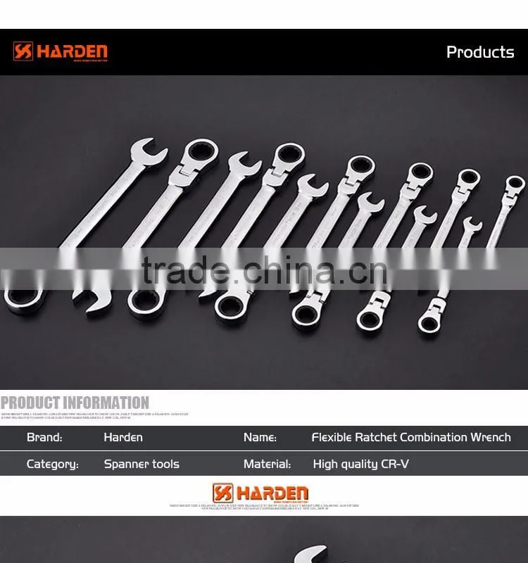 Professional 15mm Chrome Vanadium Flexible Combination Ratchet Wrench Set