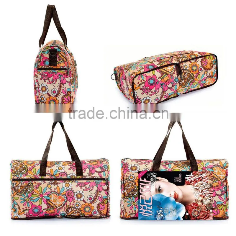 Fashion new design Folding Tote Shoulder Shopping Travel bags foldable Portable duffle bags