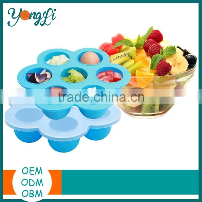 Food Grade 7 Compartments Silicone Ice Cream Freezer Container