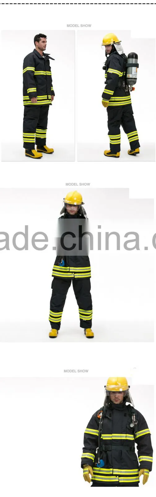 High visibility fireman workwear safety reflective clothing