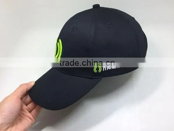 100% cotton black baseball cap for custom your embroidery logo