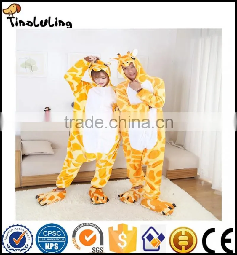 Autumn spring winter flannel lovers couples women animal pajamas one piece cartoon sleepwear cheap adult animal Siamese pyjamas