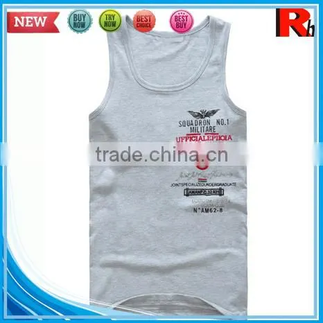 Alibaba china custom wholesale men polyester screen printed low cut tank tops for sale
