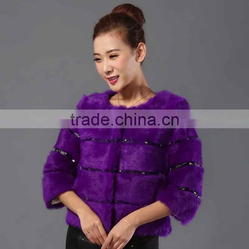 2016 winter new fashiona woman plus size real rex rabbit fur short coat